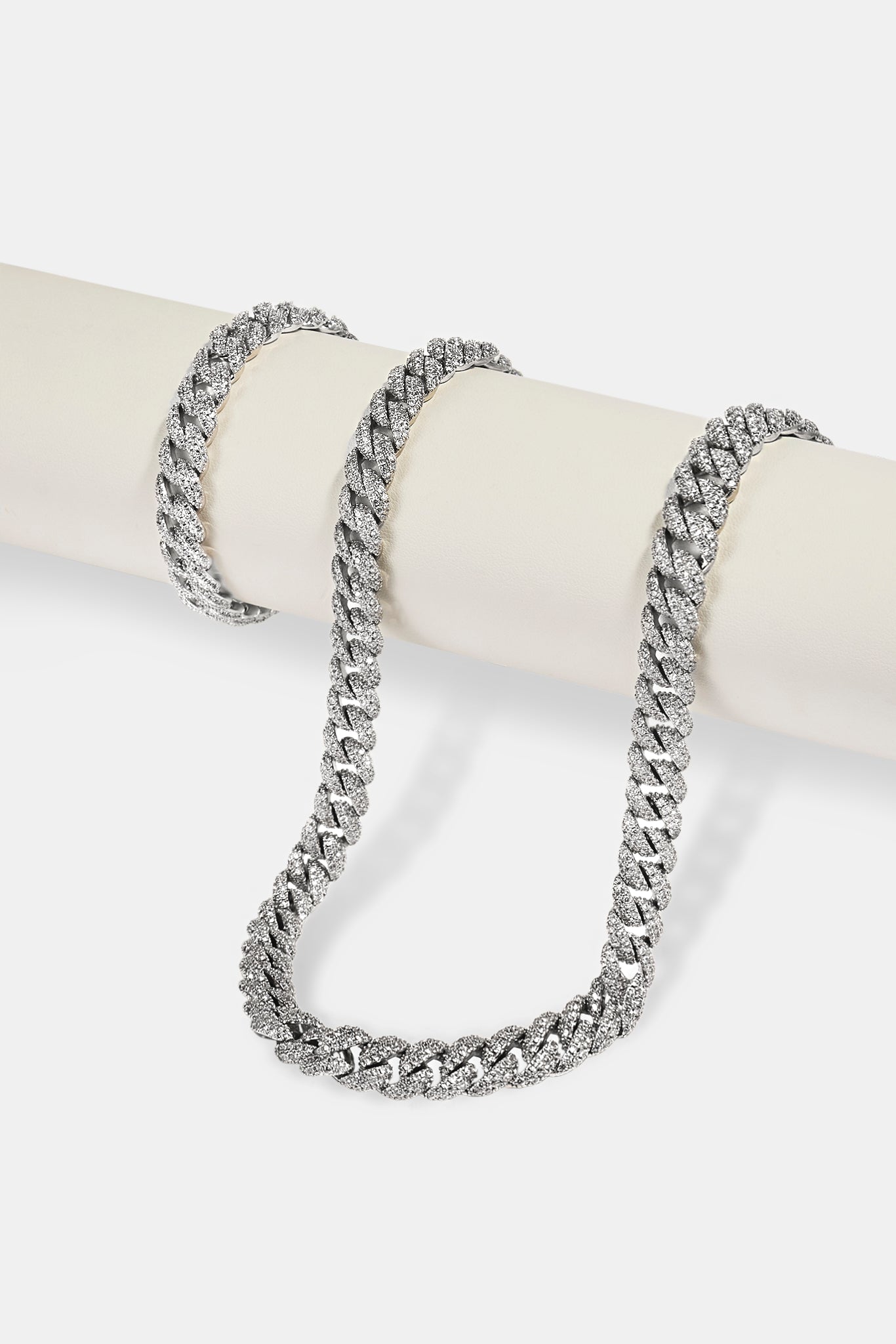 Iced Out Cuban Bracelet & Chain - 8mm - White